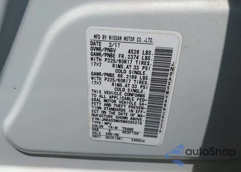 2011 Nissan Rogue Sv from USA, damaged, VIN JN8AS5MV6BW290279